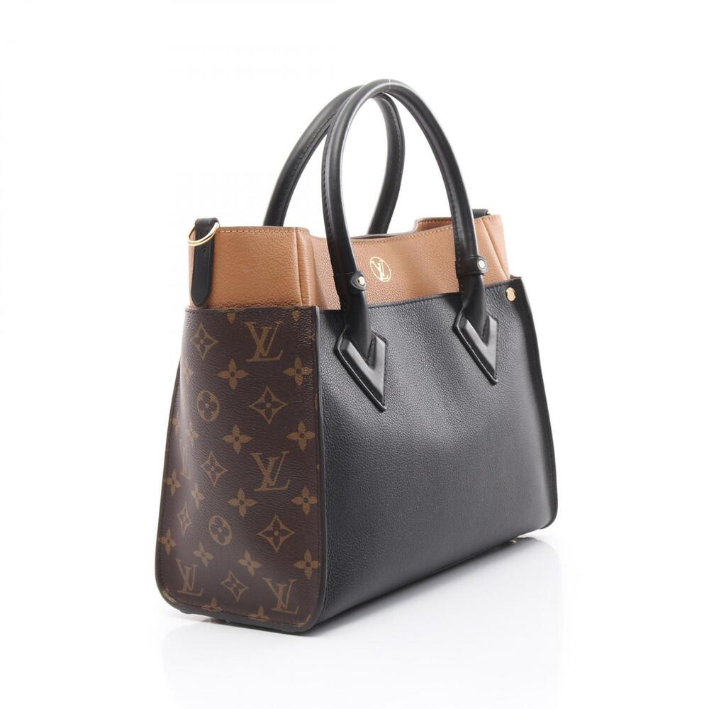 Louis Vuitton Side My Handbag On Brown Leather Canvas Black Monogram